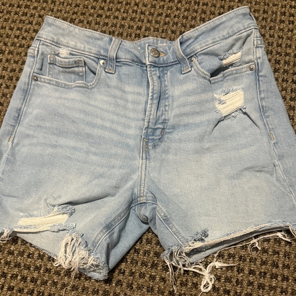 Light Blue Distressed Denim Shorts